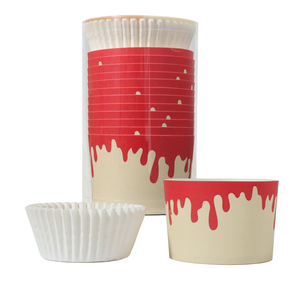 Halloween Kartonbackformen mit Cupcake-Förmchen - Tropfendes Blut (12er-Set)