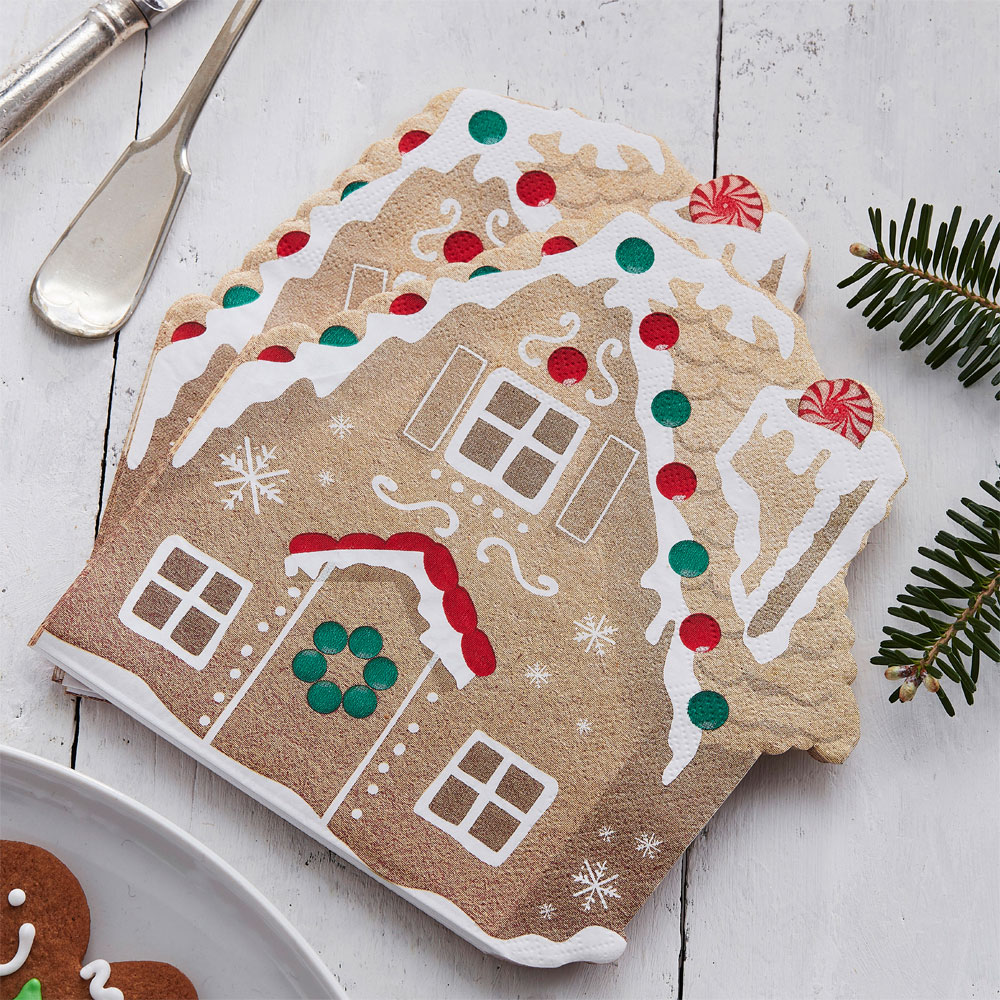 Ginger Ray Servietten - Lebkuchenhaus 16 Stück