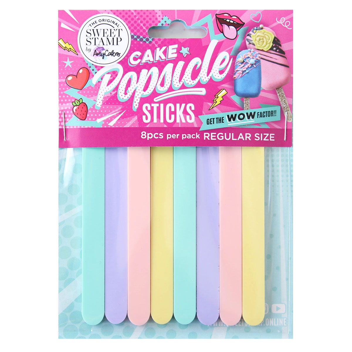 Sweet Stamp Mini Cakesicle Popsicle Sticks - Pastel 8 Stück