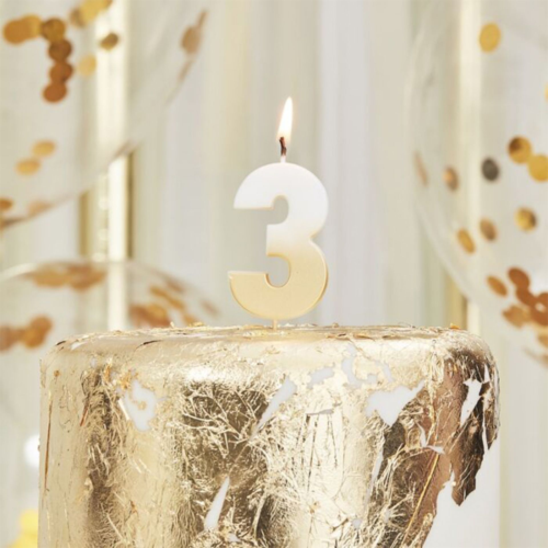 Ginger Ray Geburtstagskerze Mit 3 Zahlen, Gold Ombre – 5 Cm Hoch, Für Kuchen & Deko